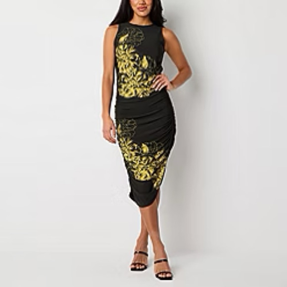 Bold Elements Womens Sleeveless Floral Bodycon Dress Size M